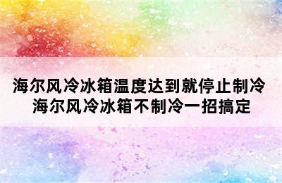 海尔风冷冰箱温度达到就停止制冷 海尔风冷冰箱不制冷一招搞定